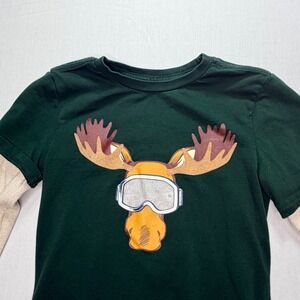 Tommy Bahama Boys Green Moose Goggles Long‎ Sleeve Layered T-Shirt Small (5/6)